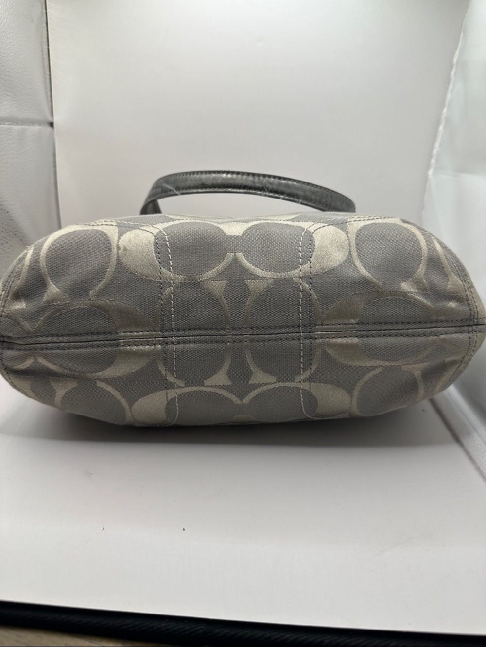 Coach Poppy Hallie Silver Signature Canvas Shoulder Bag - Picture 5 of 12